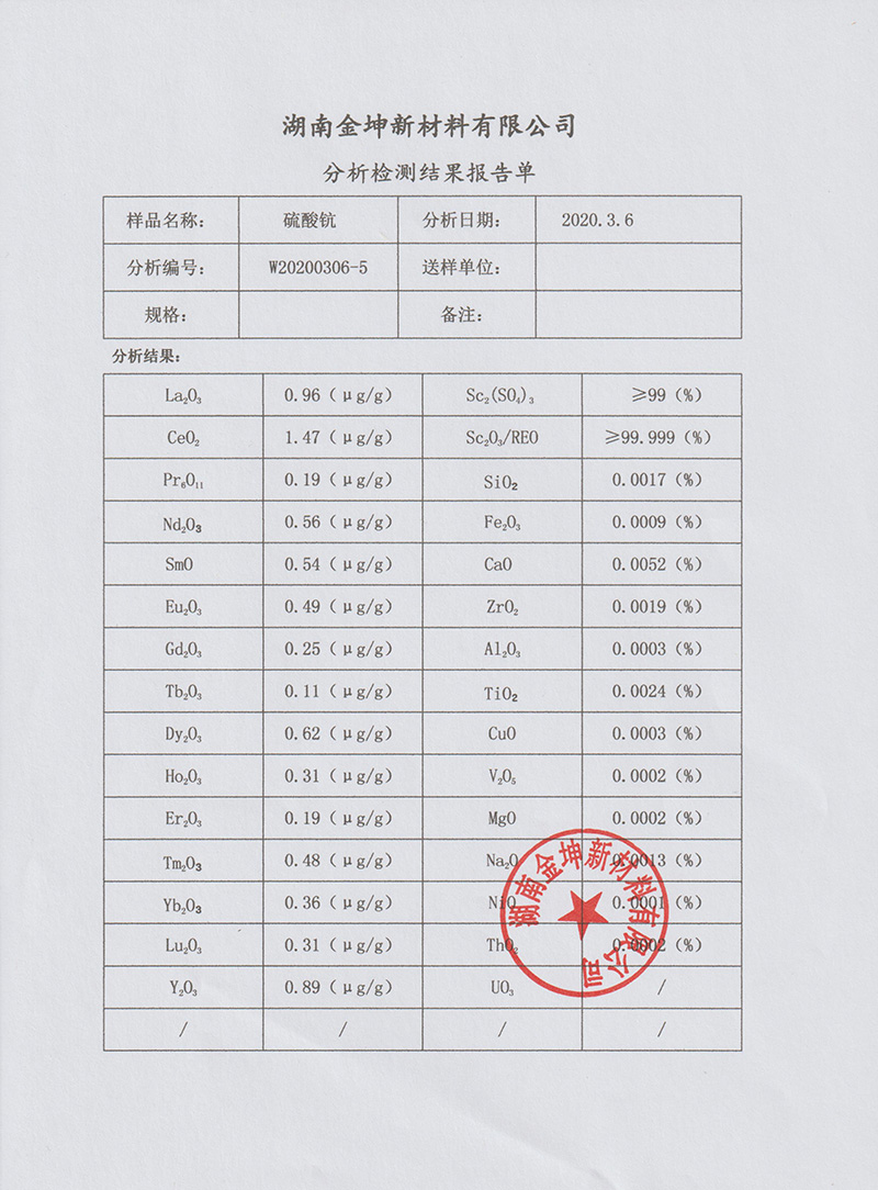 湖南金坤新材料有限公司,金屬鈧,金屬鈧粉,鋁鈧合金,金屬鈧靶,鋁鈧靶材,鋁基靶材,氧化鈧,各類鈧鹽,氟化鈧,貴金屬粉末低氧超細(xì)鈦粉,鋯粉,鉿粉,鈮粉,鉭粉